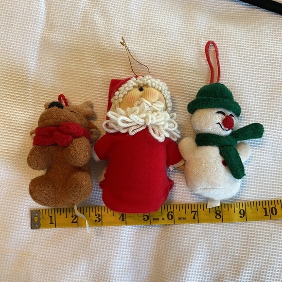 Vintage Christmas Fabric Ornaments Snow man Santa and Reindeer - Picture 11 of 12
